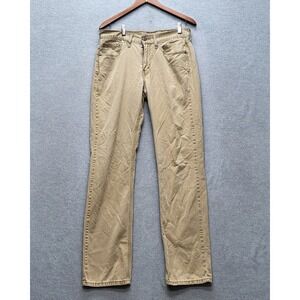Levi's 514 Men Pants 32X36 Khaki Straight Fit Button Twill 33" Inseam